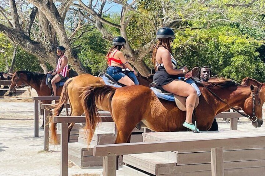 Horseback riding in the ocean 