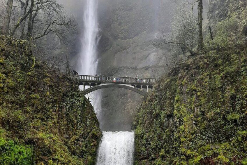 A short hike takes you to a bridge halfway up the waterfall