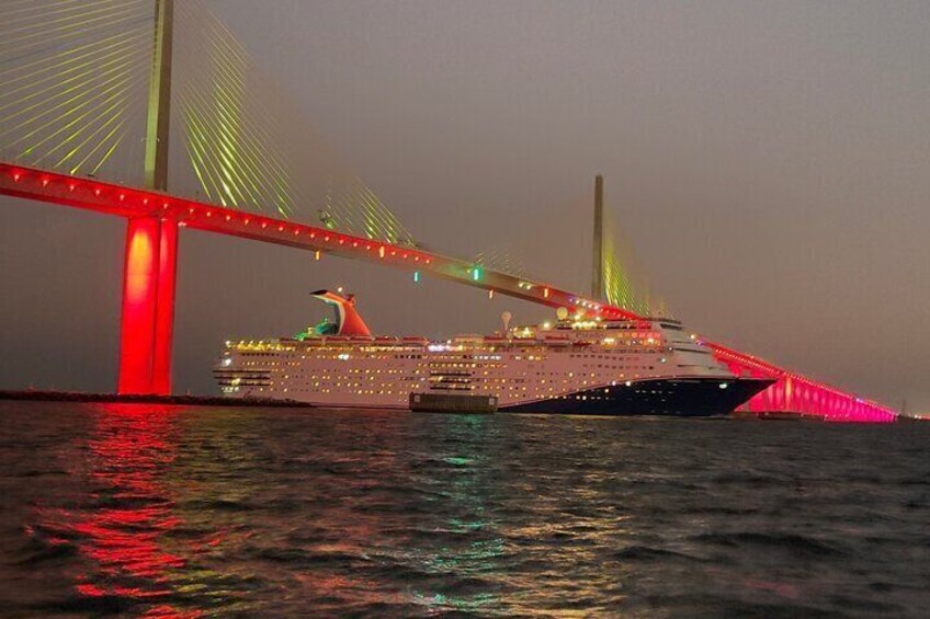 Cruise Ship passing under Skyway Bridge during tour
