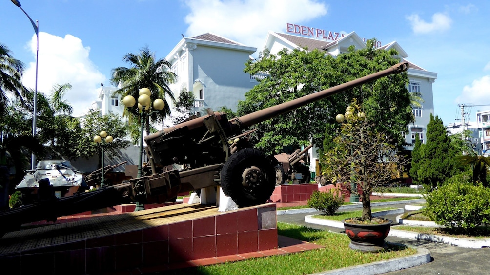 Tank on display outside a museum in Da Nang