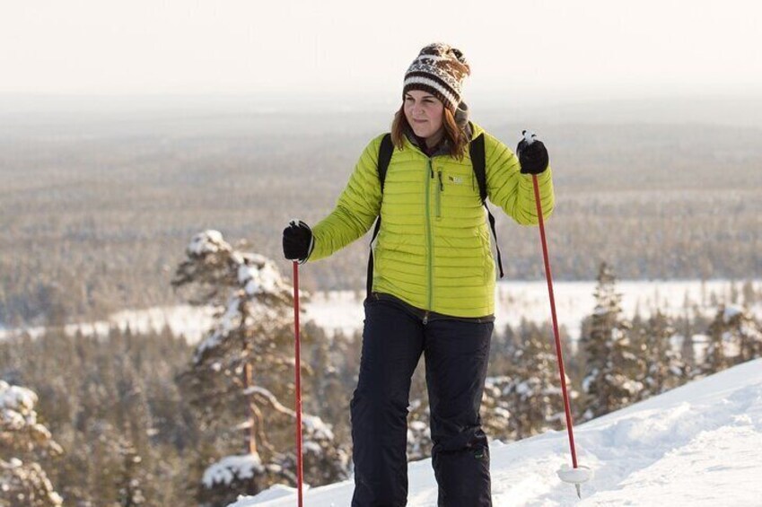 Scenic Snowshoeing on the Top of Pyhä Fell