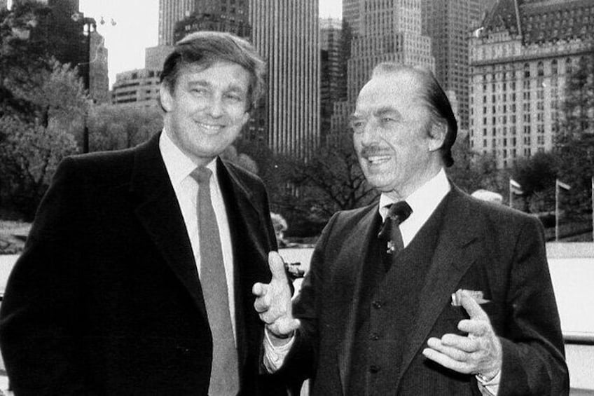 Donald Trump, 1986, with his father Frederick Trump at the Wollman Ice Skating Rink, Central Park.