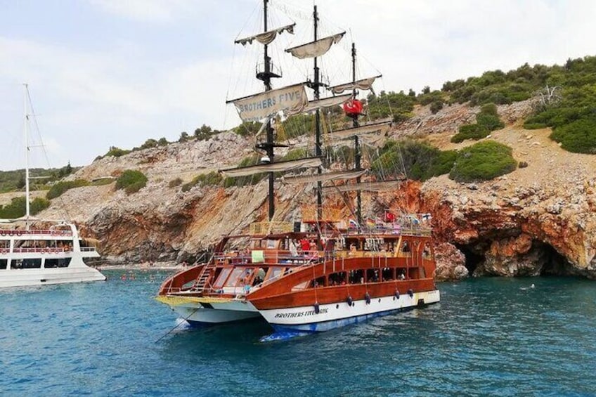 Alanya Catamaran Boat with Swimming and Snorkelling Activity