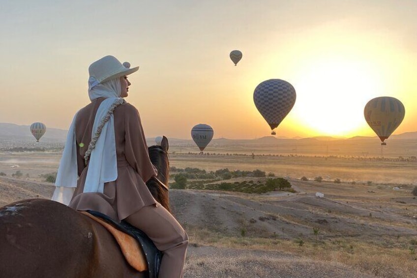 Horseback sunset tour in the unique valleys of Cappadocia