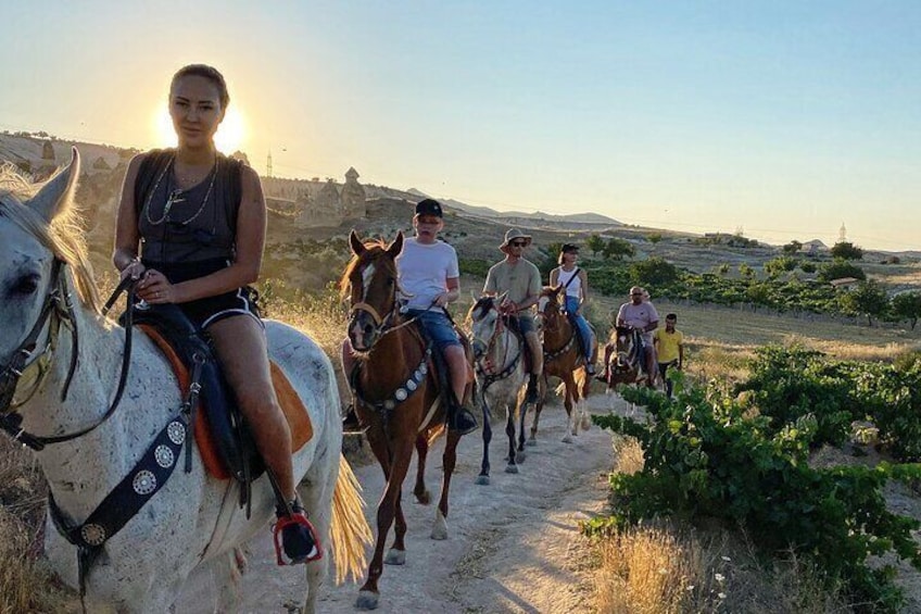 Horseback sunset tour in the unique valleys of Cappadocia