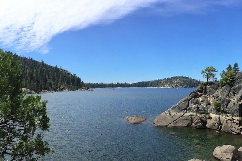 Small Group Hiking Around The Pinecrest Lake Trail