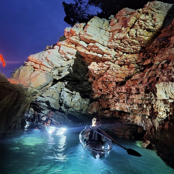 Picture 1 for Activity Pula: Istria Sea Canyon Illuminated Kayak Tour by Night