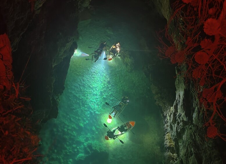 Pula: Istria Sea Canyon Illuminated Kayak Tour by Night