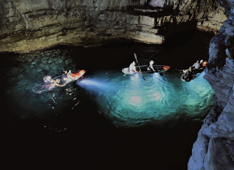 Picture 3 for Activity Pula: Blue Cave Illuminated Clear-Bottom Kayak Night Tour