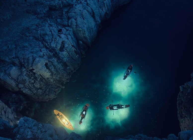 Picture 7 for Activity Pula: Blue Cave Illuminated Clear-Bottom Kayak Night Tour