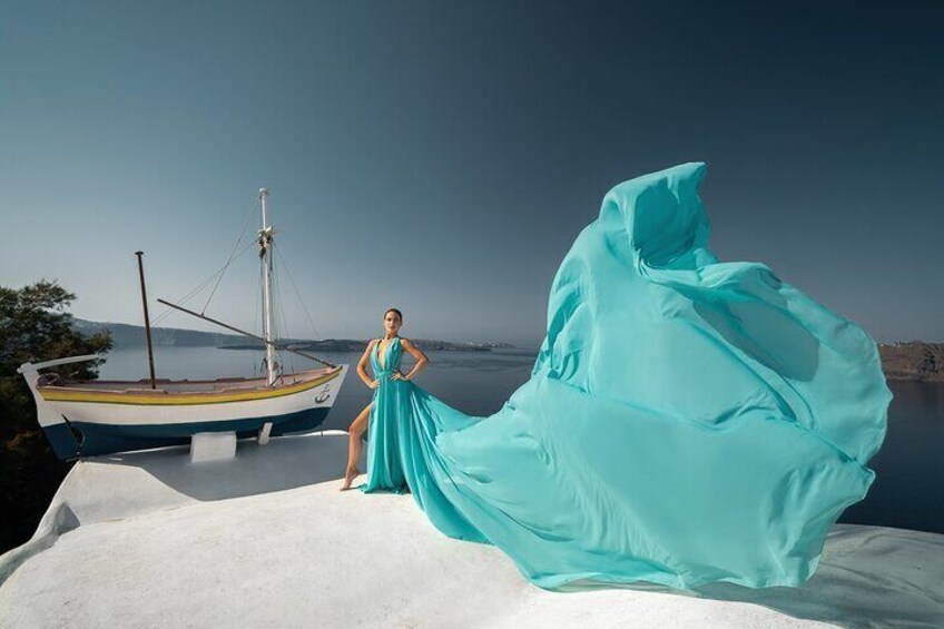 Private Flying Dress Photoshoot in Oia village, Santorini