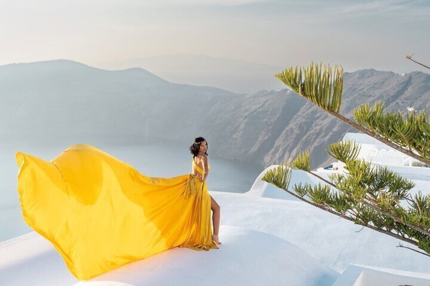 Private Flying Dress Photoshoot in Imerovigli village, Santorini