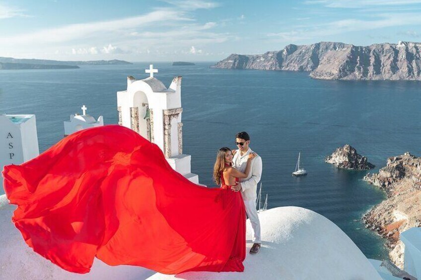Private Flying Dress Photoshoot in Oia village, Santorini