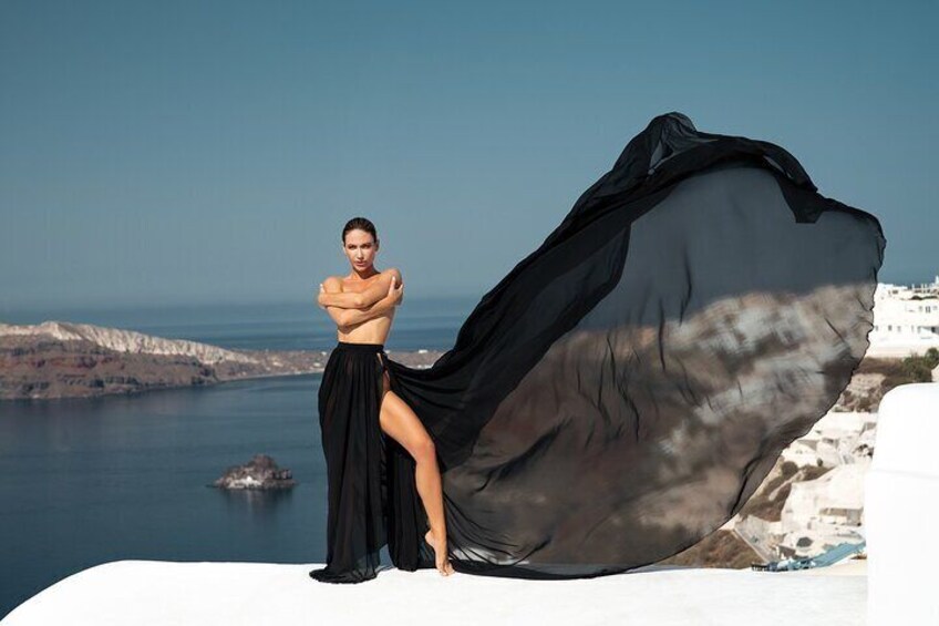 Private Flying Dress Photoshoot in Oia village, Santorini