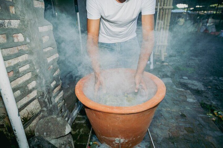 Ketut's clay pots cooking Balinese chicken