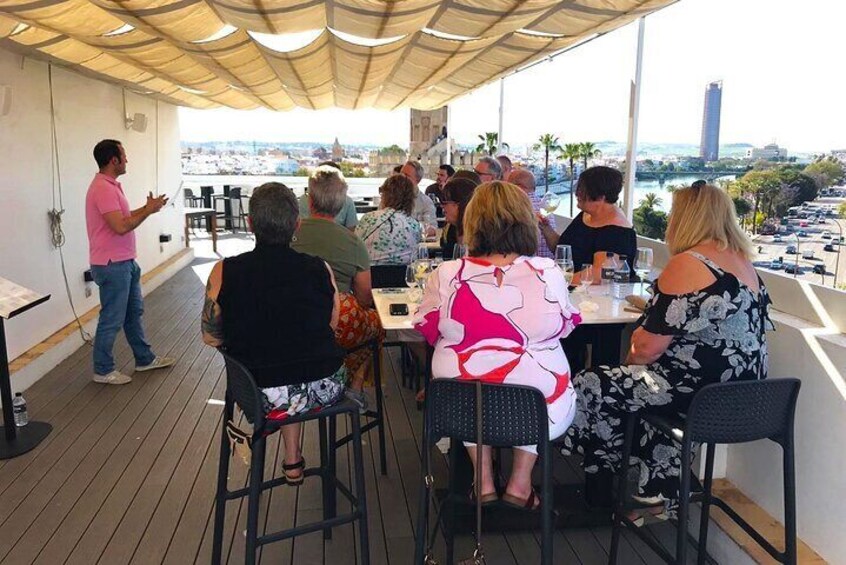 Paella Showcooking with Rooftop Views in Seville City