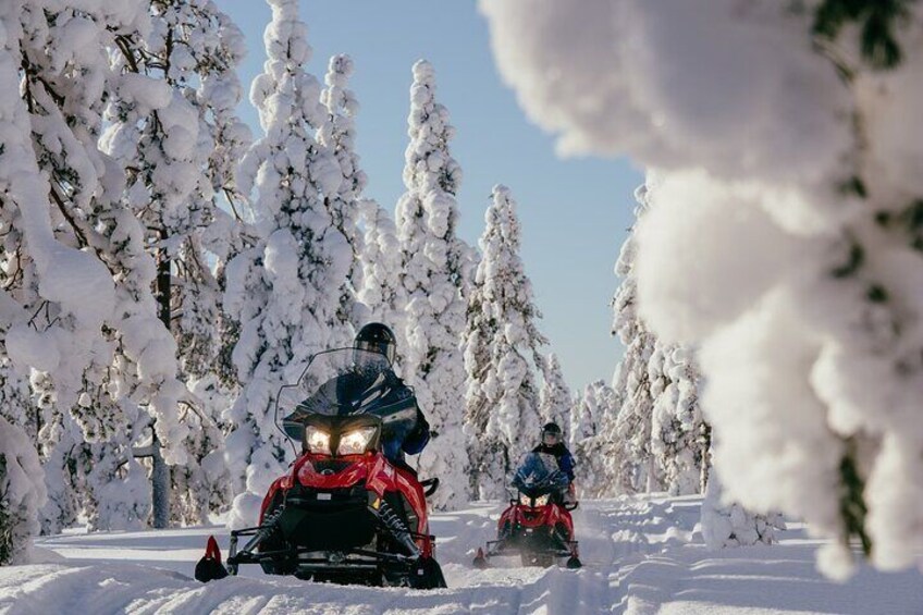 1 Hour Easy Snowmobile Safari in Levi