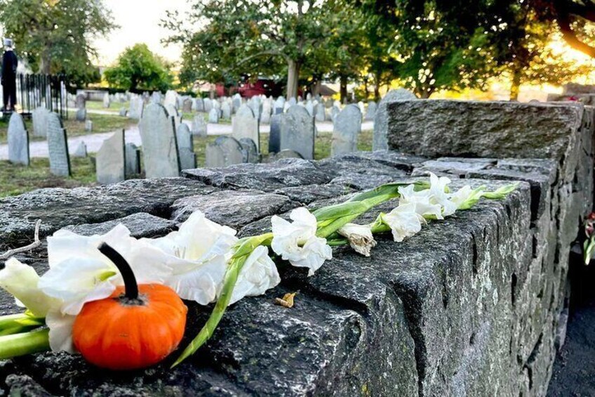 View of the Old Burial Point Cemetery from the Salem Witch Trial Memorial