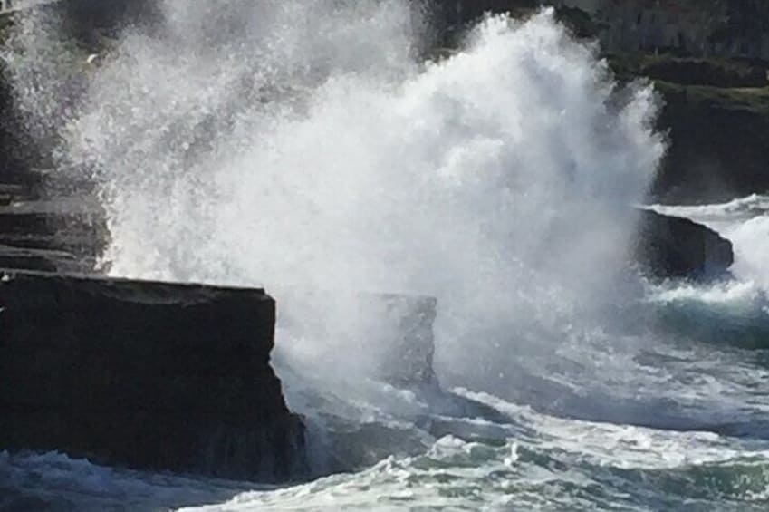 Waves crash at Wipeout Beach