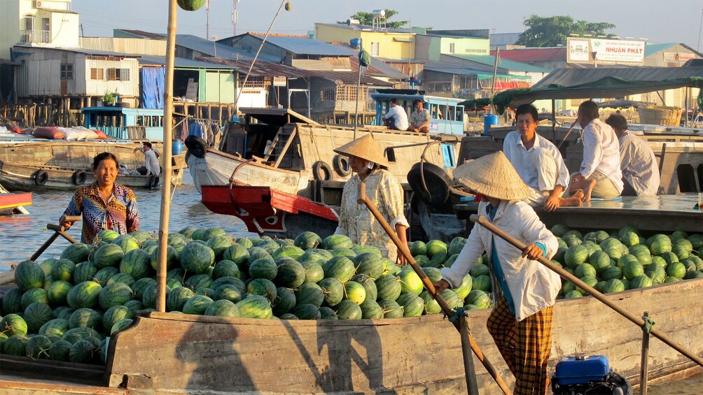 Cai Be Floating Market in Mekong Delta by Scooter