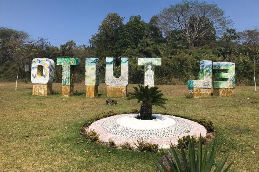 The entrance sign on the highway