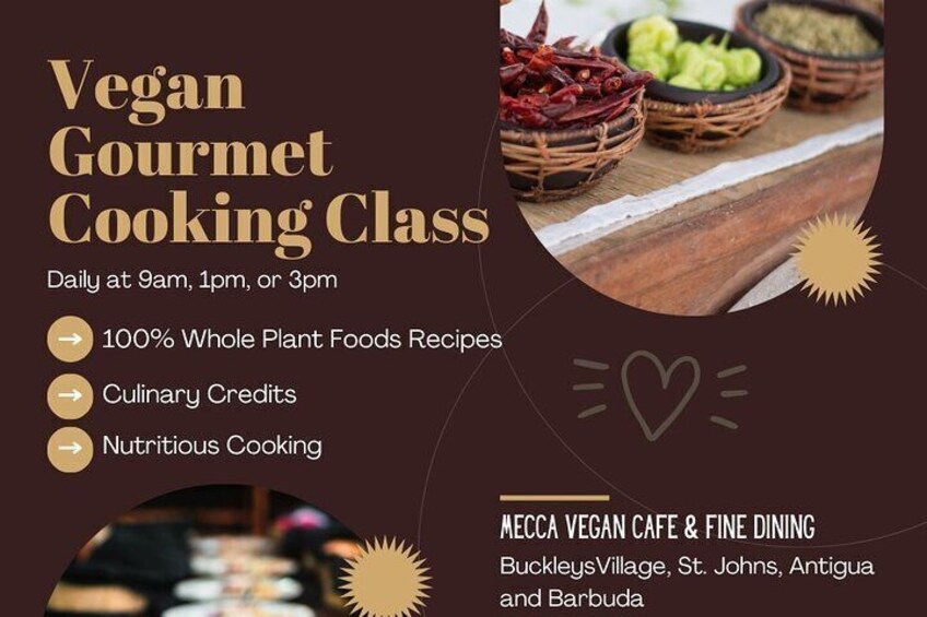 One Private Gourmet Vegan Cooking Class w Beautiful Ambience.