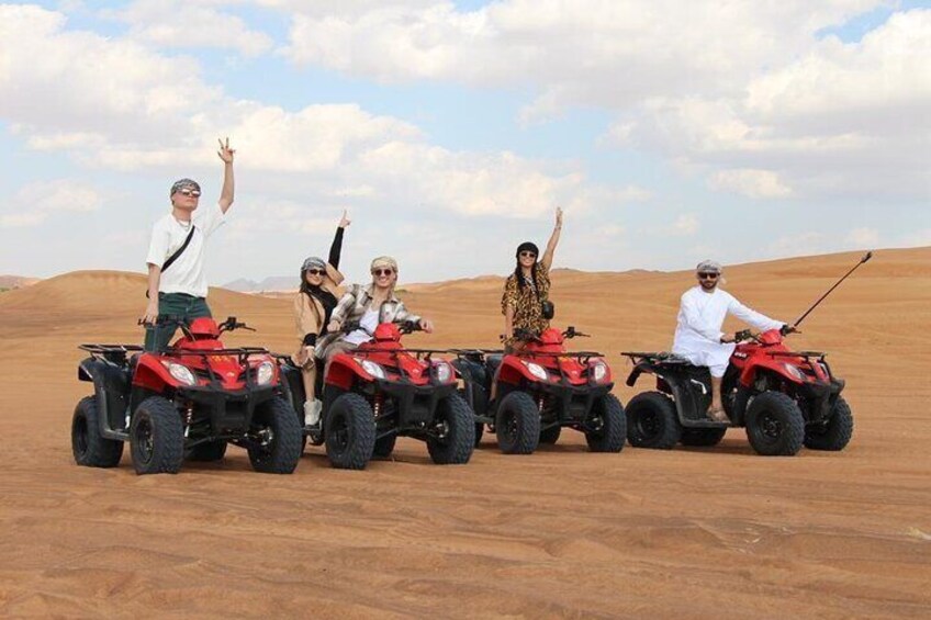Premium Red Dunes Bashing with Quad Bike, Camel, Falcon &VIP Camp