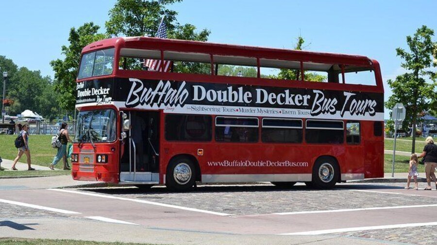 Authentic British double decker bus seats 65 guests.
