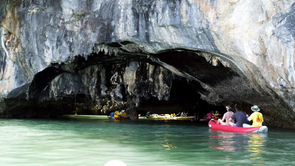 Kayakers near sea cave on James Bond Island