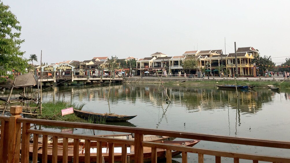 Evening view of the Thu Bon River in Vietnam 