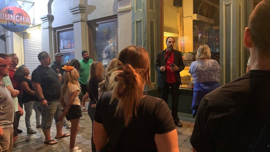 Tour of haunted locations with ghost hunting gear.