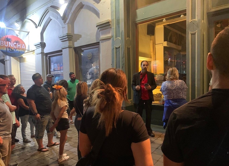 Tour of haunted locations with ghost hunting gear.