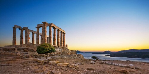 Sounio & Kuil Poseidon-Matahari terbenam di Athenian Riviera