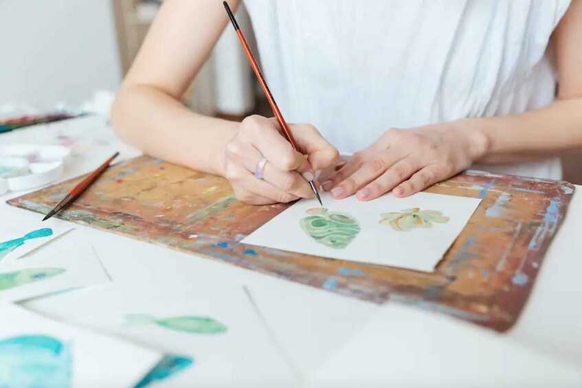 Watercolor class with a view of Sugarloaf Mountain