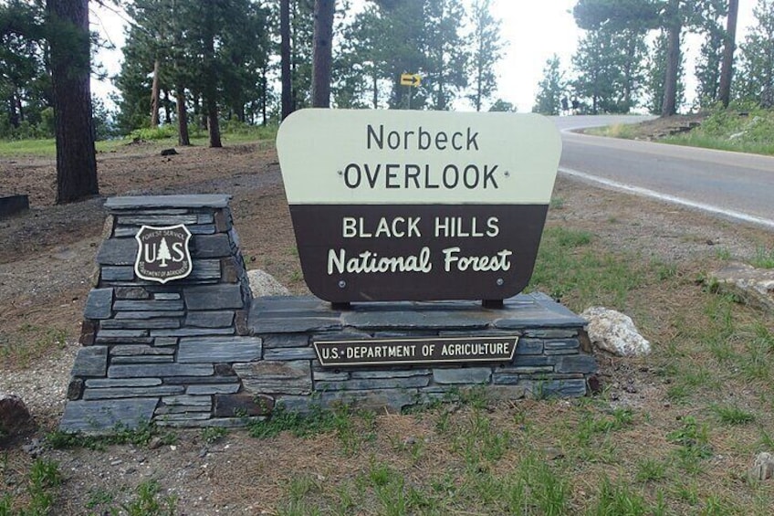 This overlook is at the summit of Iron Mountain - a breathtaking view of the valley and Mount Rushmore!