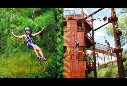 Tour en tirolesa y carrera de obstáculos en la torre de aventuras