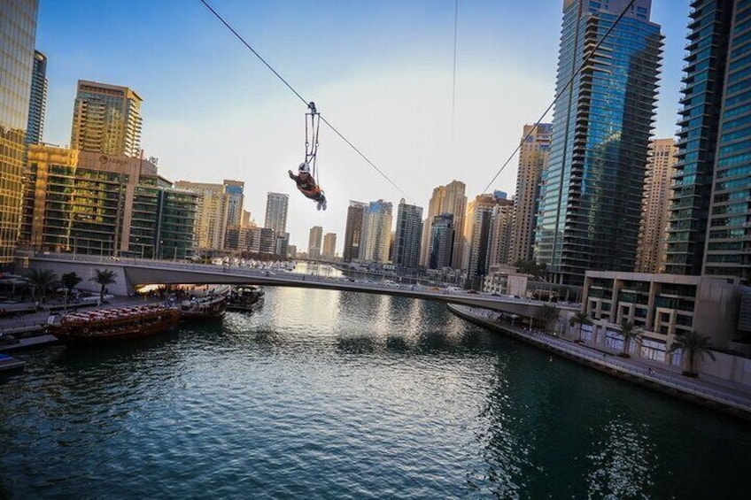 Entrance to Zipline Dubai Marina with Two Ways Private Transfers