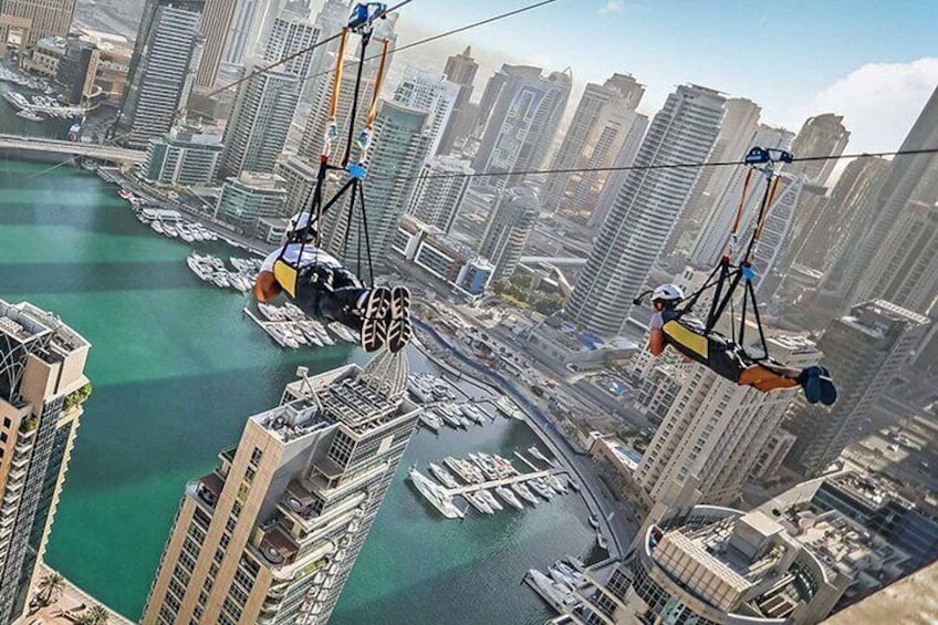 Entrance to Zipline Dubai Marina with Two Ways Private Transfers