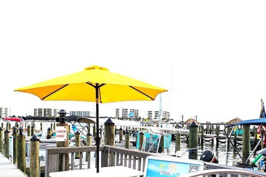 Find us on The East Doc! BOAT SLIP# 5! ****UNDER the YELLOW UMBRELLA*** 
BEHIND The EDGE restaurant & BEHIND BEIGNETS & BREWS!