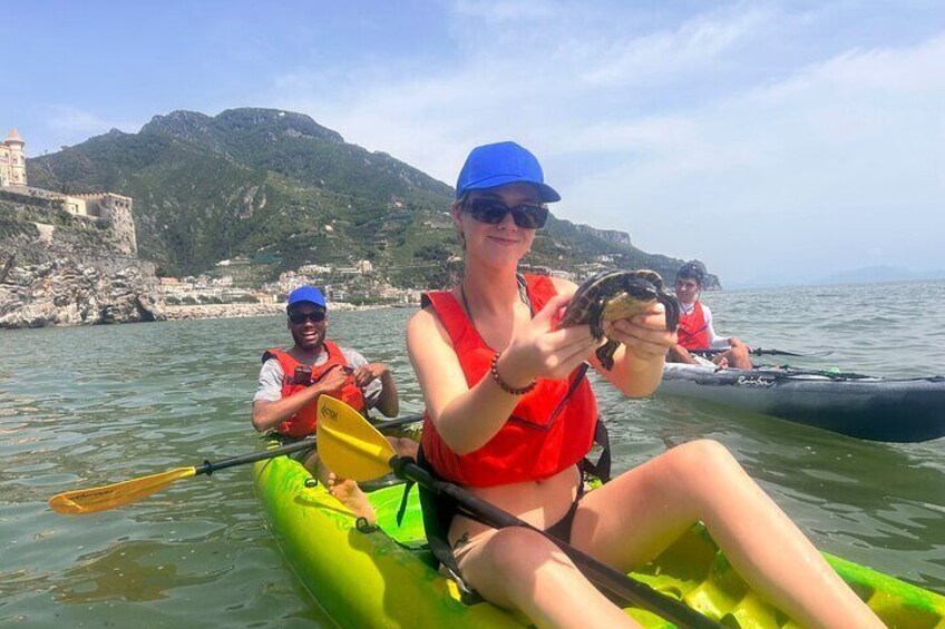 Kayak tour of the Amalfi Coast, snorkeling, caves and beaches