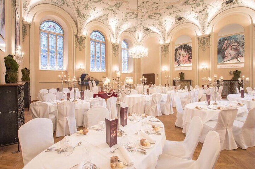 Tables set in the Baroque Hall