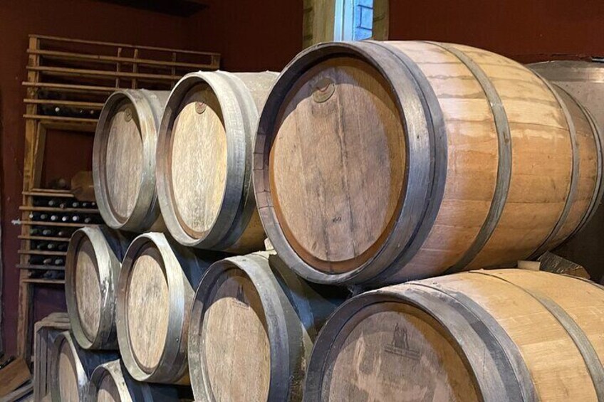 Old wooden Barrels in the Winery