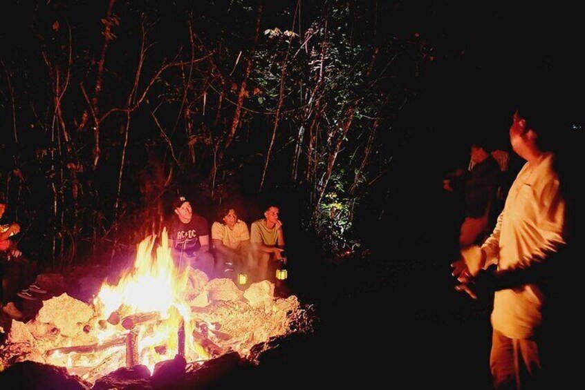 Campfire listening to legends and we eat chocolates
