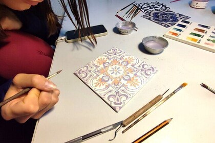 Porto Tile Painting Workshop in artist studio