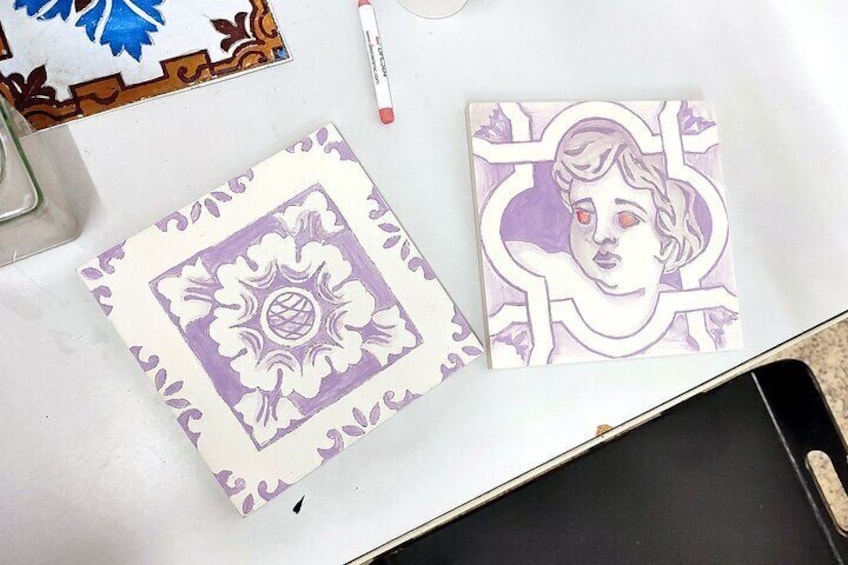 Tiles before firing in the ceramic kiln.