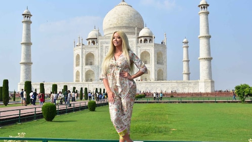 Desde Delhi: tour al amanecer por el Taj Mahal y el fuerte de Agra con tras...