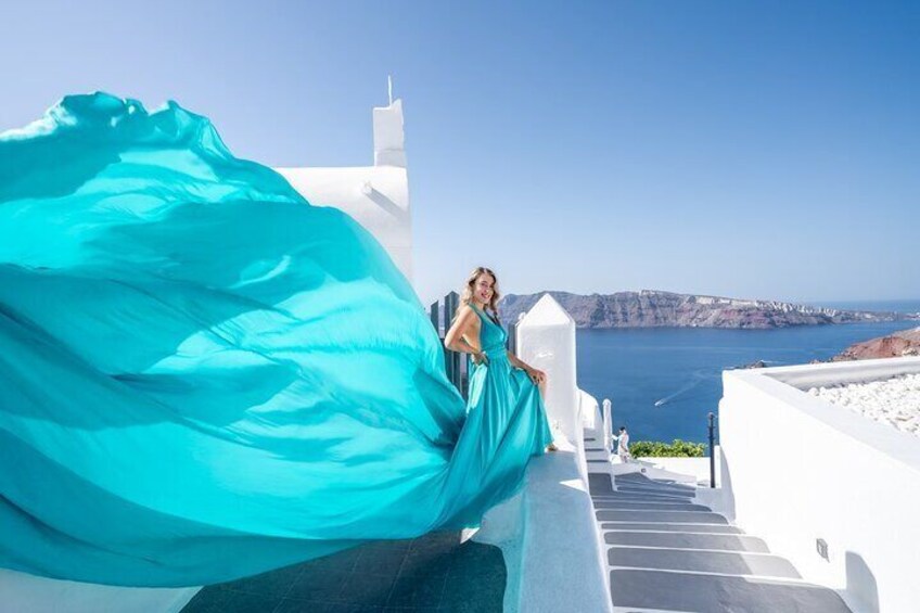 Flying Dress Photoshoot Santorini