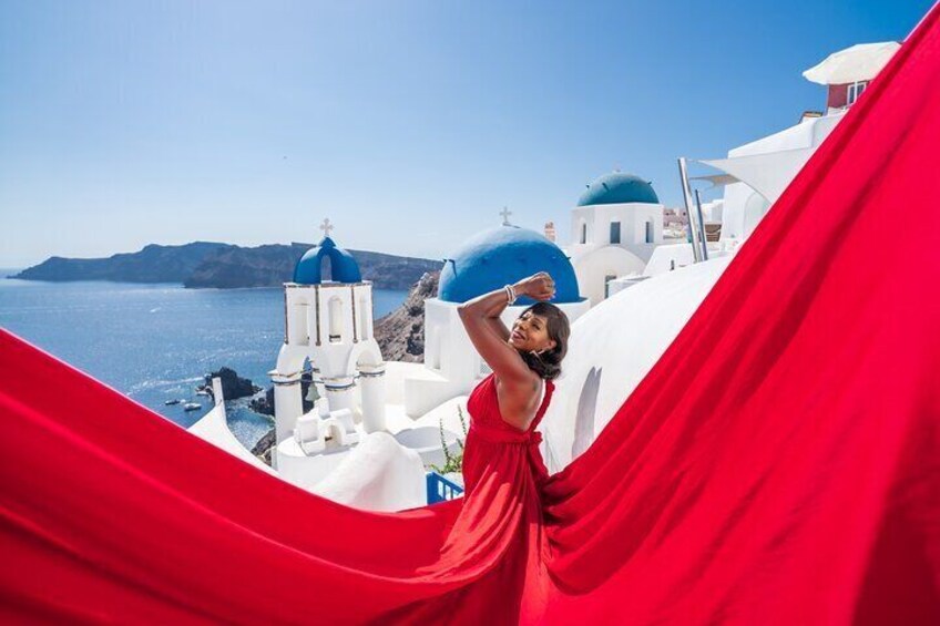 Flying Dress Photoshoot Santorini