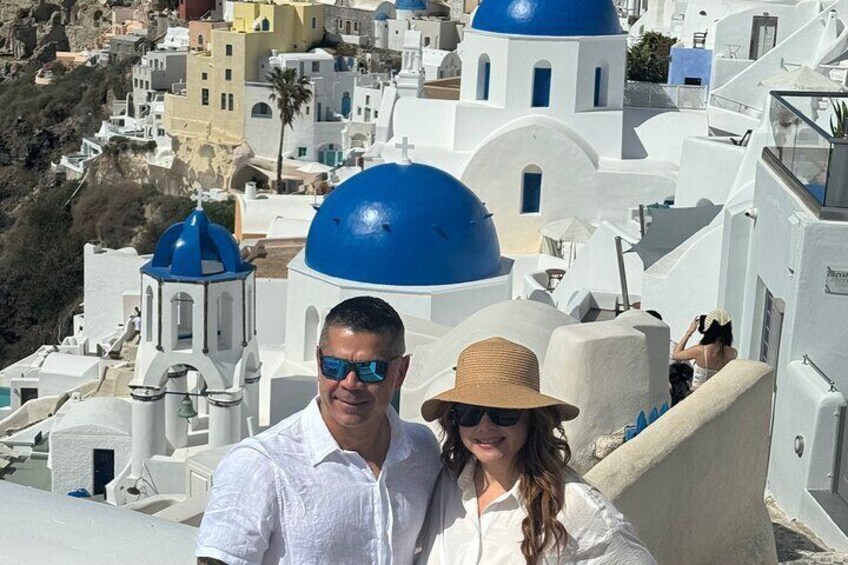 Spring day from blue domes of Oia 