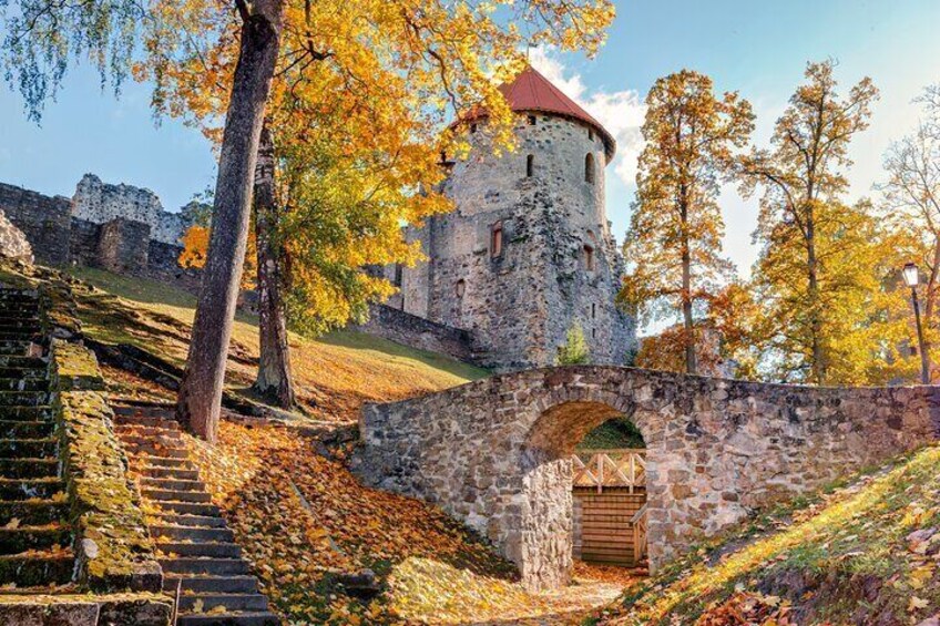 Cesis castle from outside in autumn